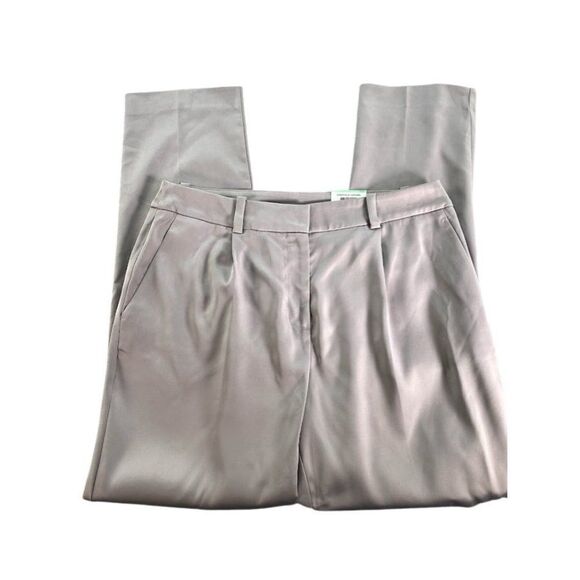 Alfani‎ Pleated Pants 12 Large Slim-Fit Women's Taupe Stretch NEW - Picture 1 of 12
